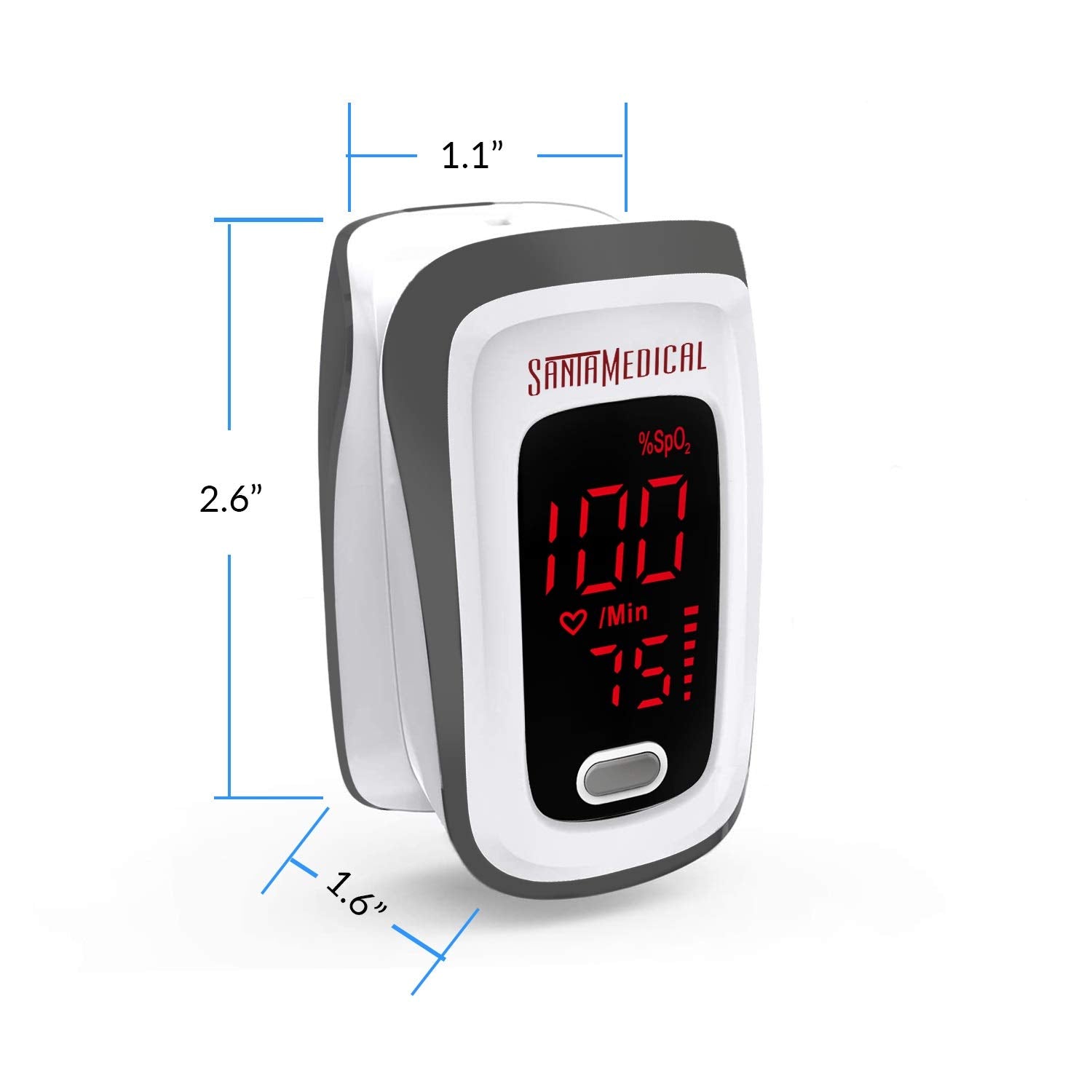 Santamedical Fingertip Pulse Oximeter is compact and portable for home or outdoors