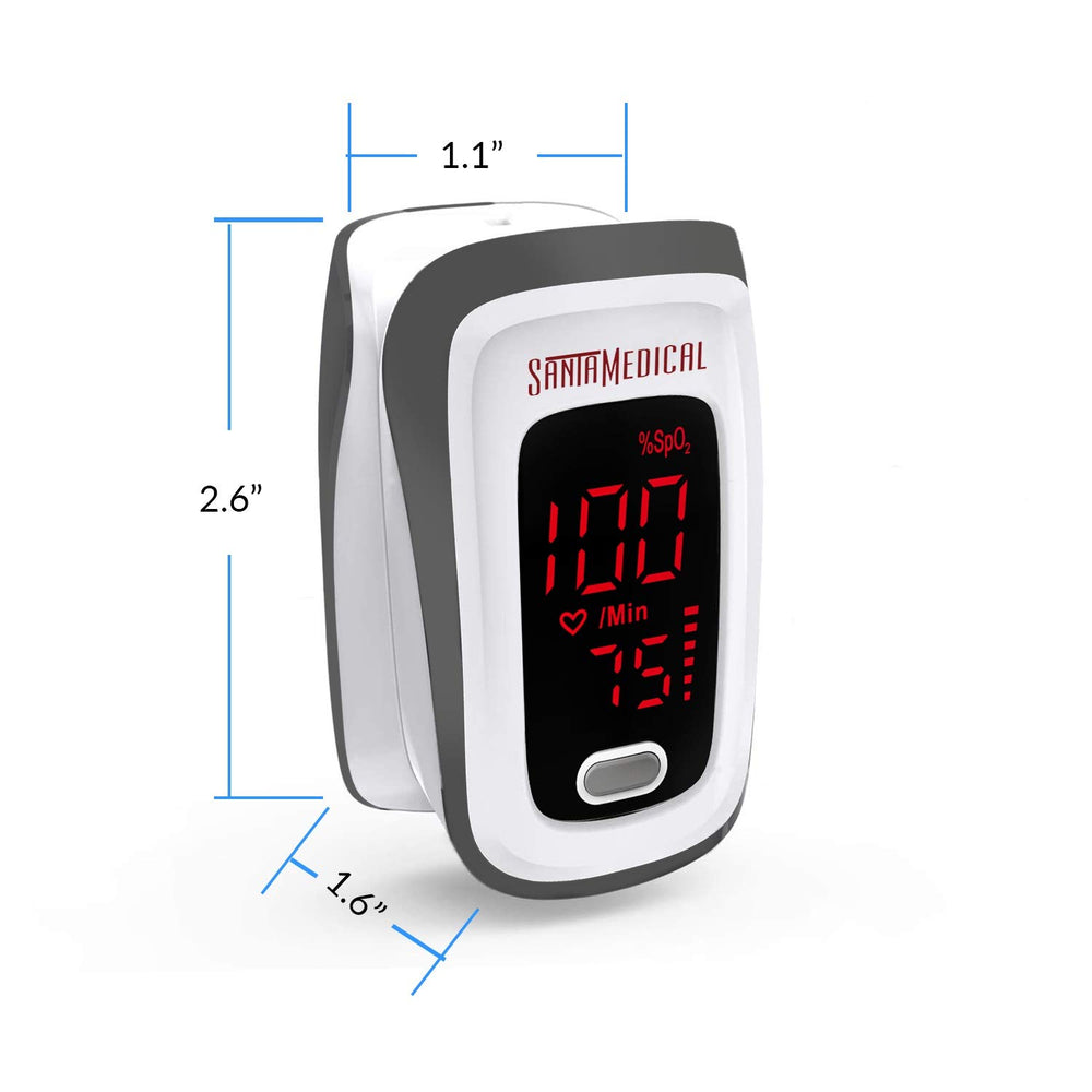 Santamedical Fingertip Pulse Oximeter is compact and portable for home or outdoors