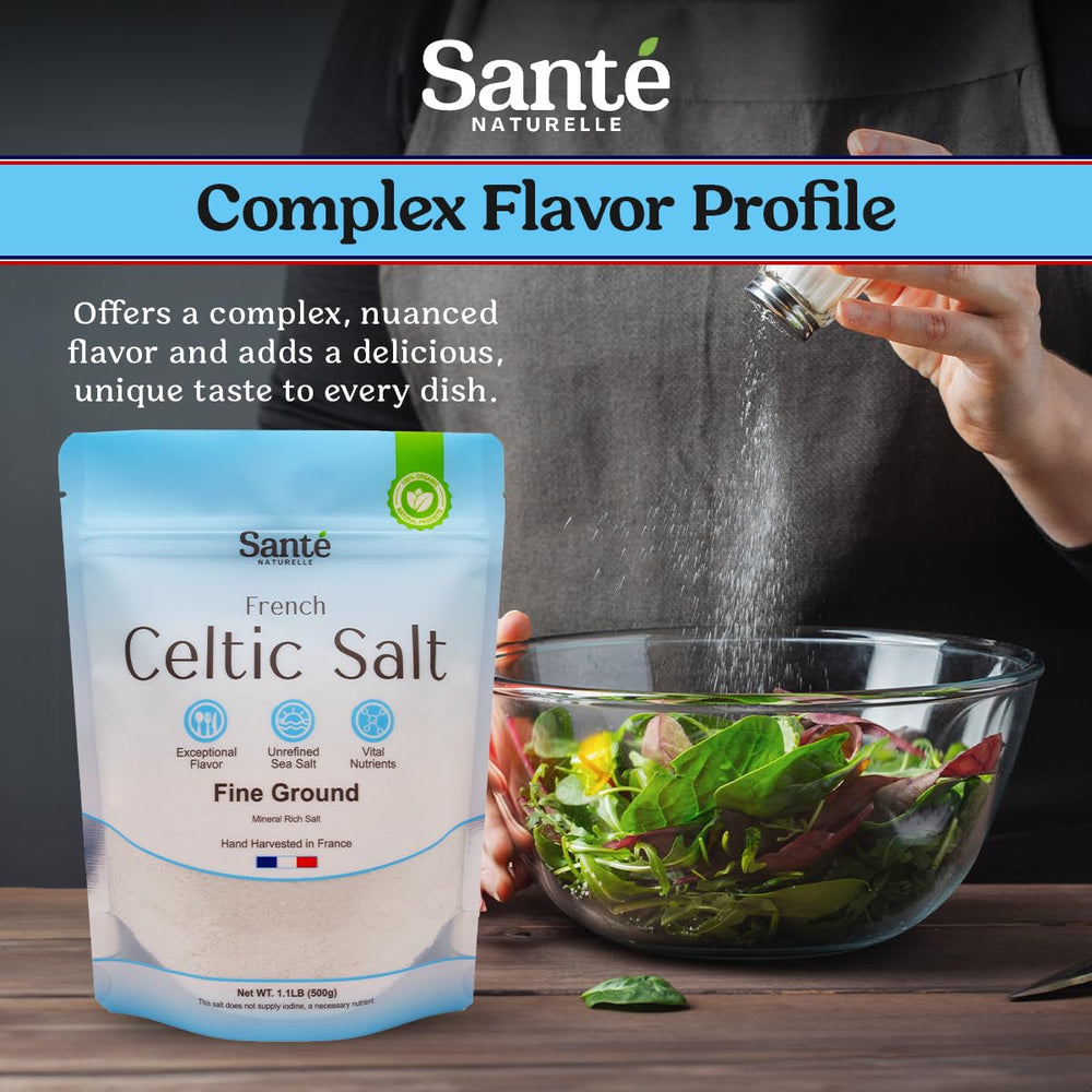 Sante Naturelle Celtic Salt 82 minerals highlight electrolyte-rich composition for hydration support