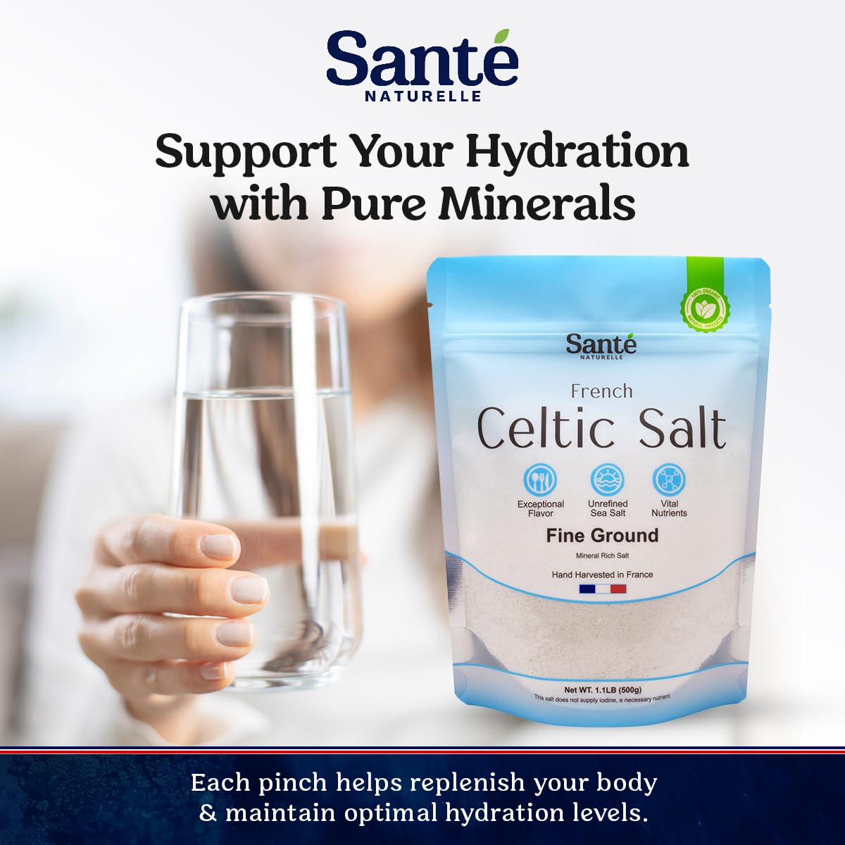 Sante Naturelle Celtic Salt in marinade setup conveys depth of flavor