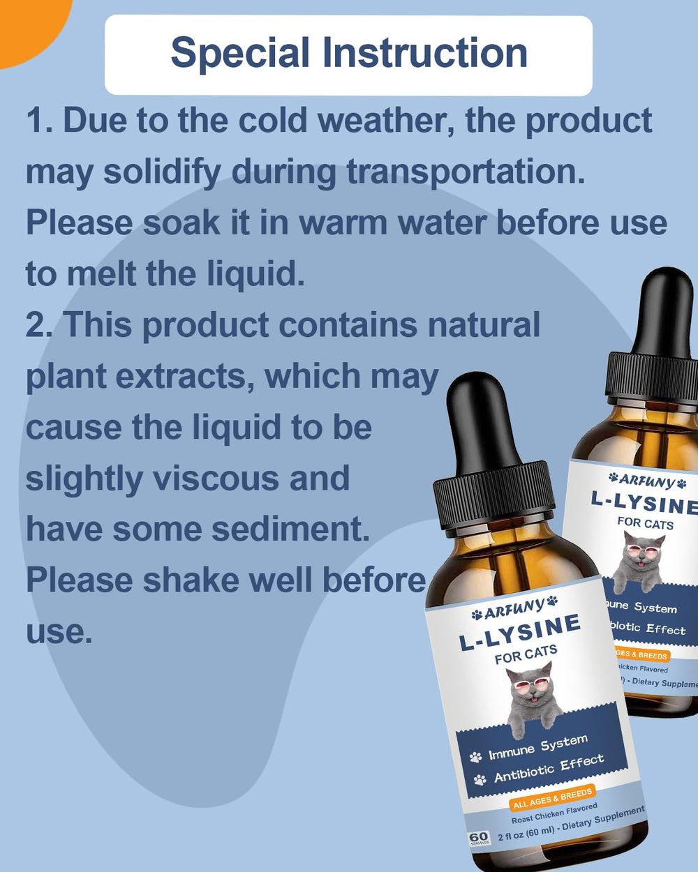 SANTKOL Lysine Drops bottle showing easy application for daily feline care