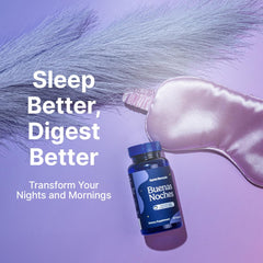 Santo Remedio Buenas Noches capsules close up highlighting vegetarian formula