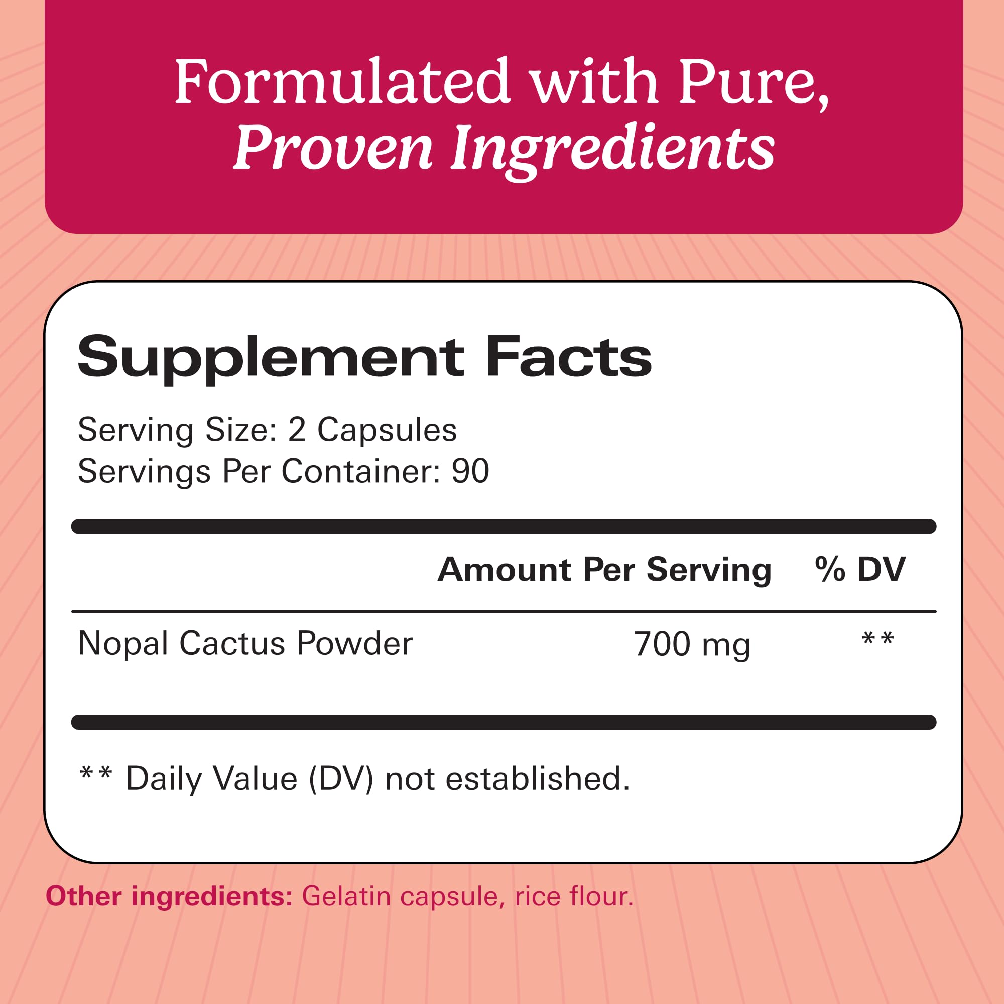 Santo Remedio Nopal capsules closeup highlighting 700 mg capsules.