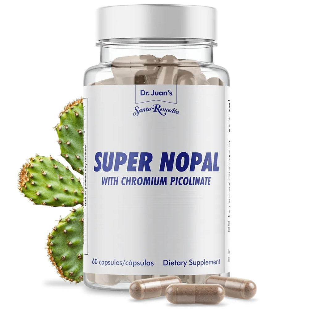 Santo Remedio Super Nopal capsules bottle for daily wellness support.