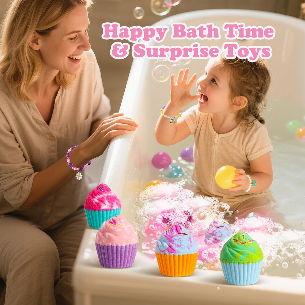 Santrela bath bombs float and fizz to produce bubbles in the tub.