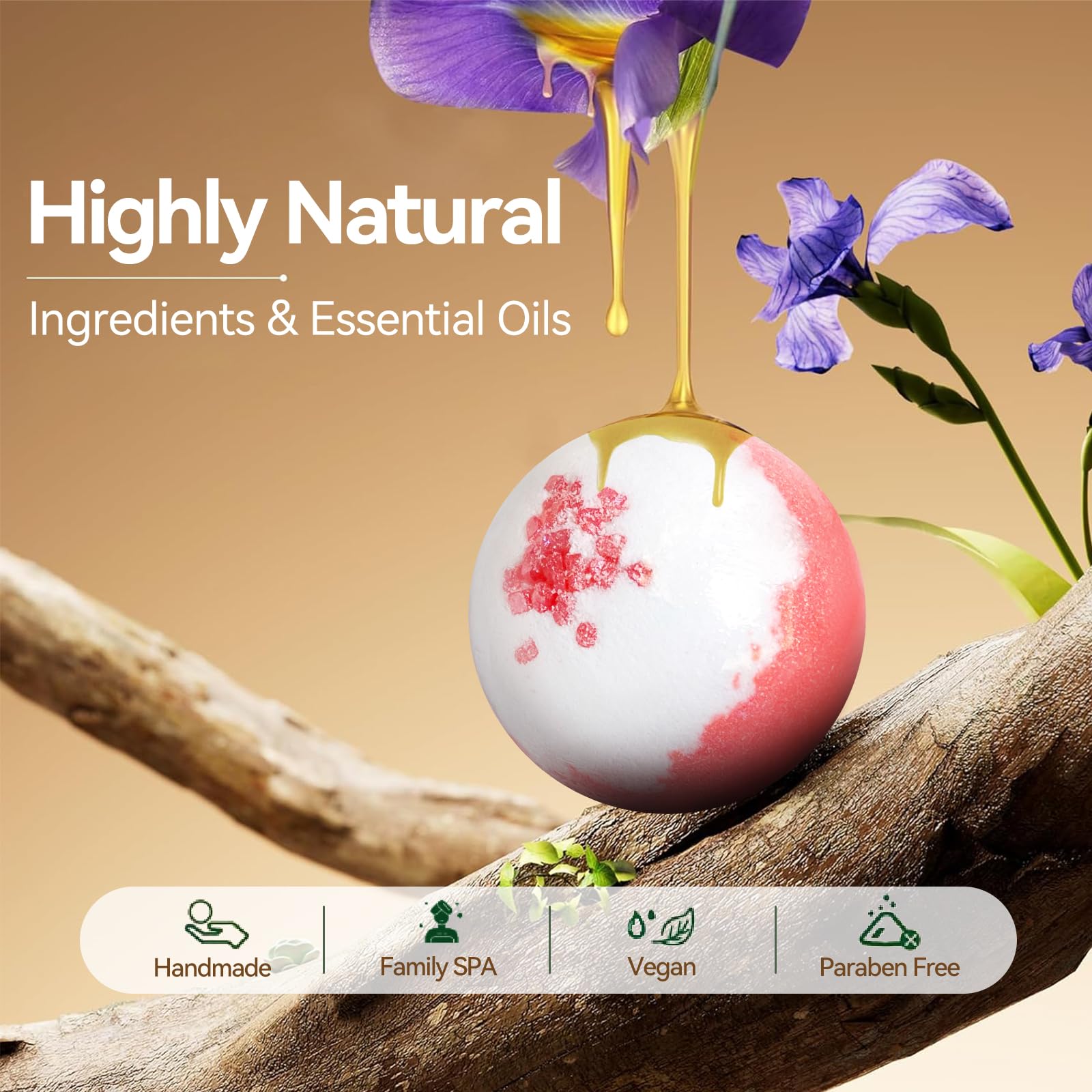 Santrela essential oil infused bombs enrich your bath with soothing scents.