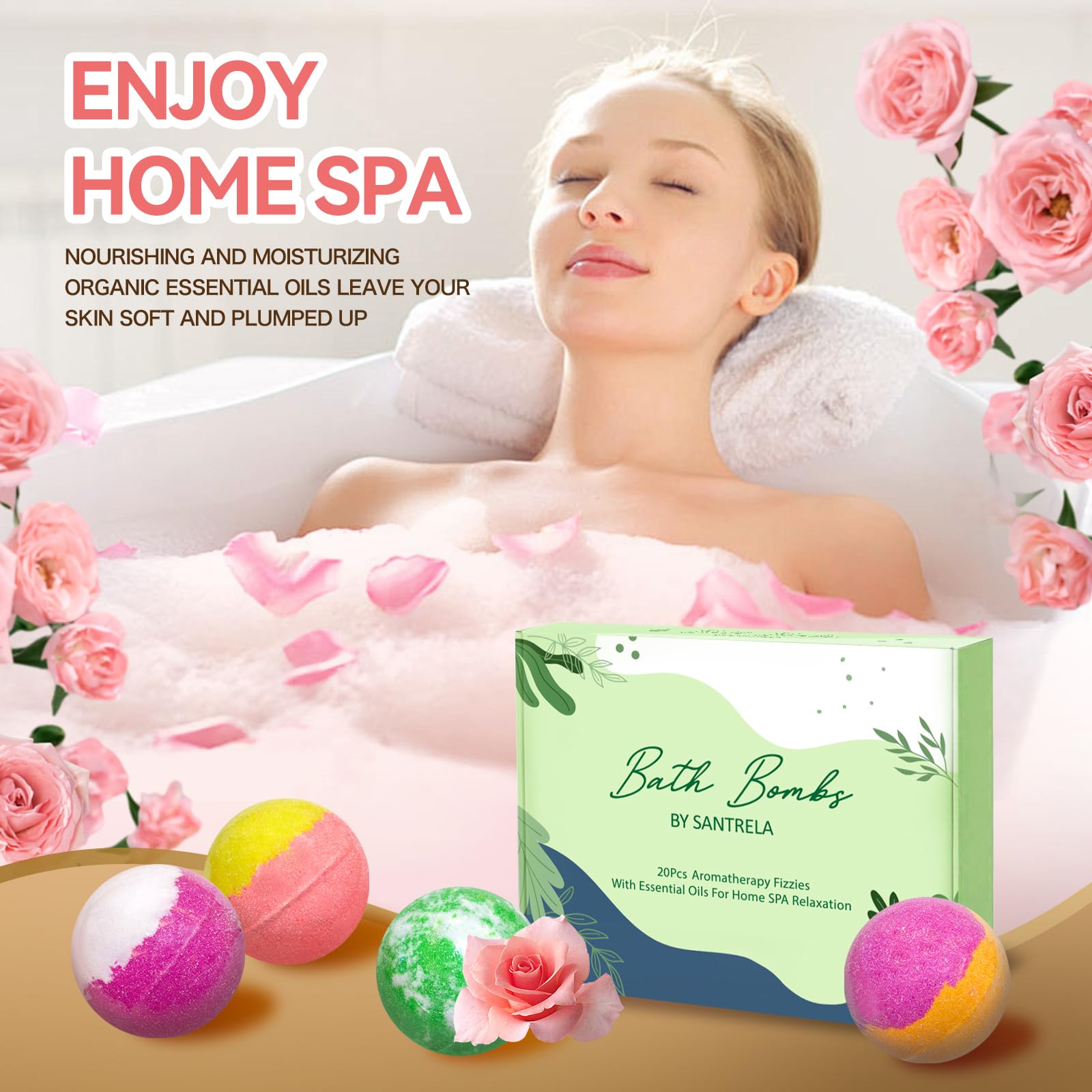 Santrela spa-like bubble bath creates relaxing whirlpools of color.