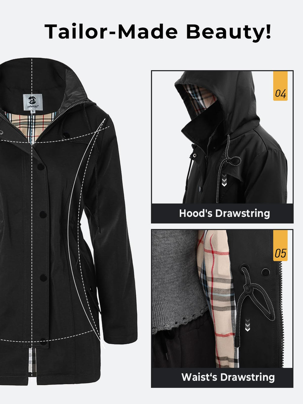 SaphiRose pocket detail provides safe storage during daily outdoor activities.