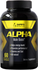 Sapir's Nutrition Alpha Testosterone Booster bottle supports daily energy and focus