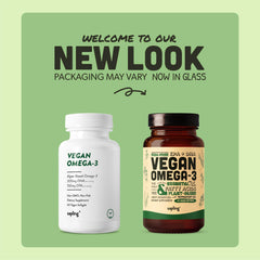 Sapling omega-3 bottle label emphasizes carrageenan-free and USA-sourced quality.