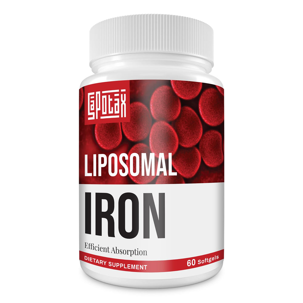 Sapotax Liposomal Iron bottle front with clear branding for daily use