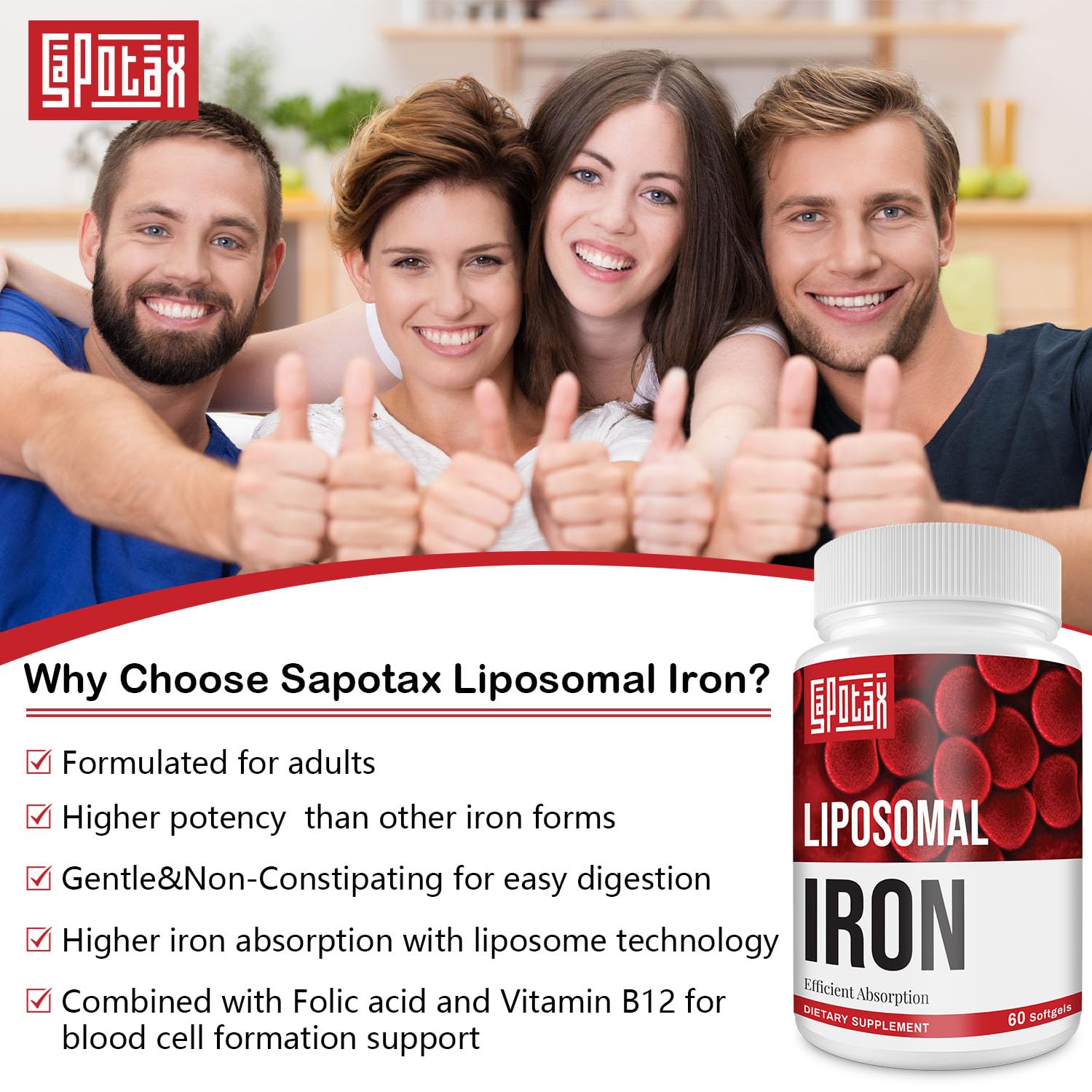 Sapotax Liposomal Iron morning routine usage scene