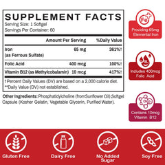 Sapotax Liposomal Iron softgels close-up showing easy-to-swallow capsules