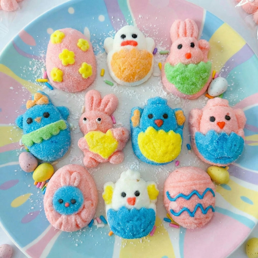 Sarah's Candy Factory Easter marshmallow gummies in carrot shapes, spring fun