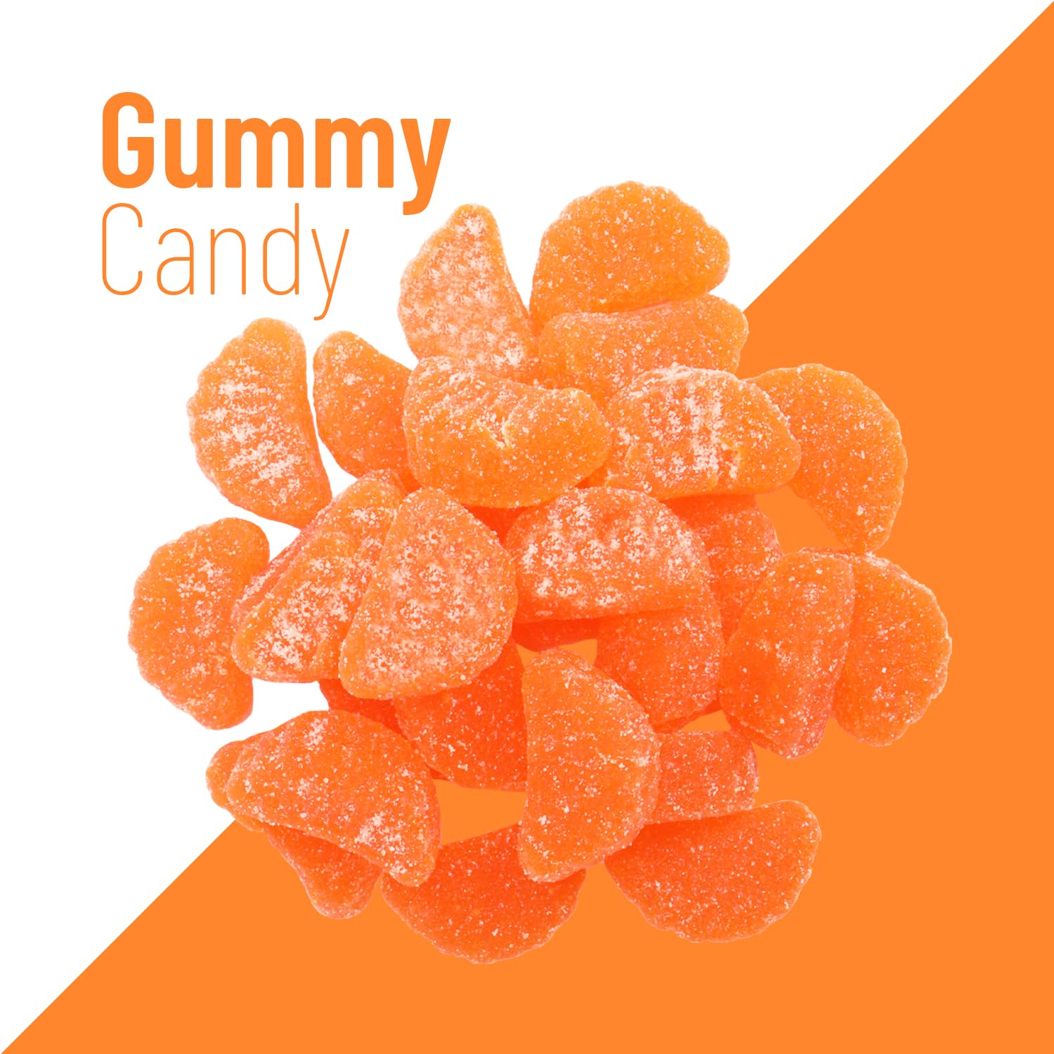 Sarah's Candy Factory orange slices gummy bag pour demonstrates easy sharing at parties or offices.