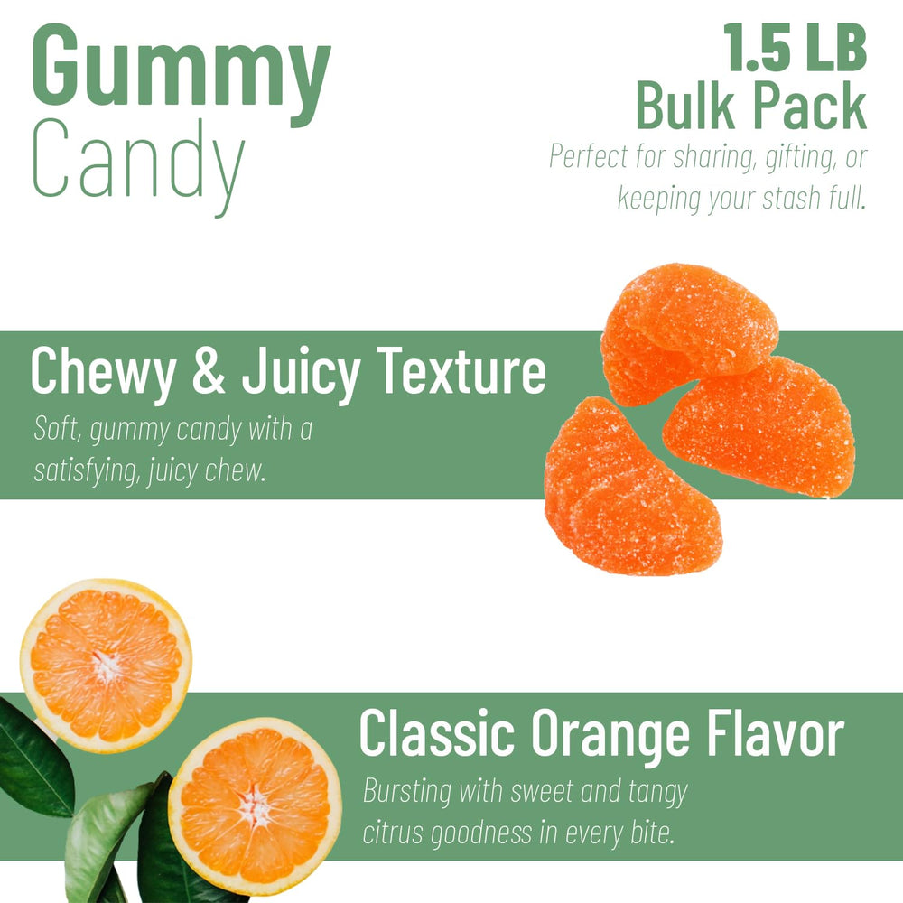 Sarah's Candy Factory orange slices gummy kids snack time supports sweet, worry-free fun.