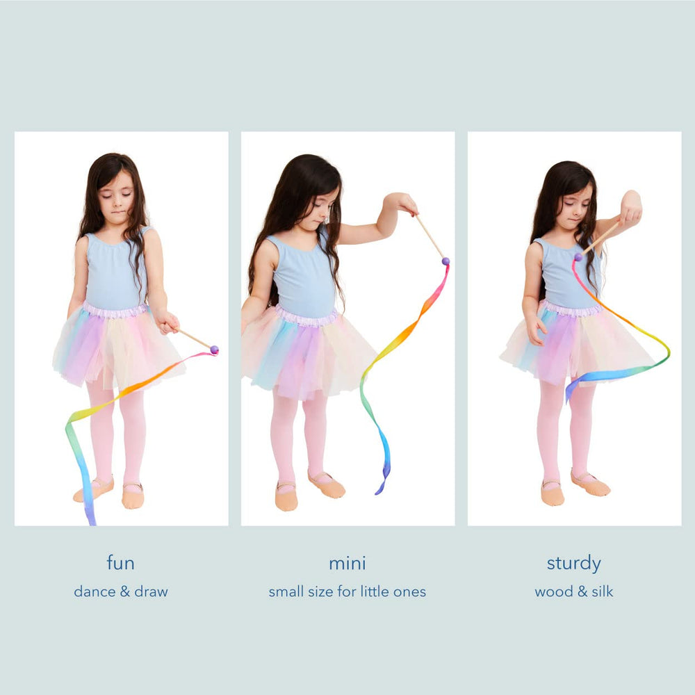 Sarah's Silks Mini Rainbow Streamer showcases a shimmering silk trailing behind for captivating performance flights.