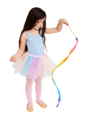 Sarah's Silks Mini Rainbow Streamer creates a vivid silk trail for expressive dance and imagination.