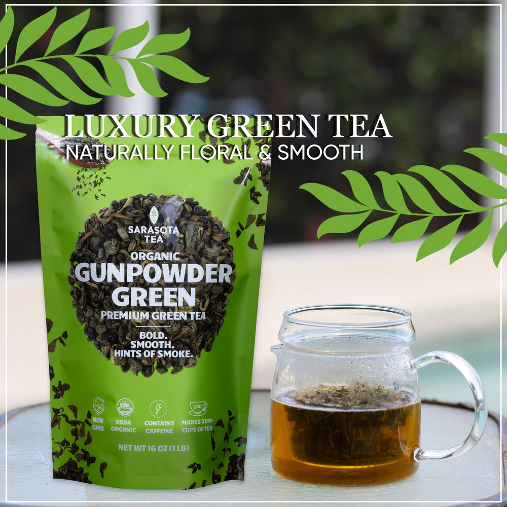 Leafy loose-leaf tea in scoop shows quality for strong flavor.