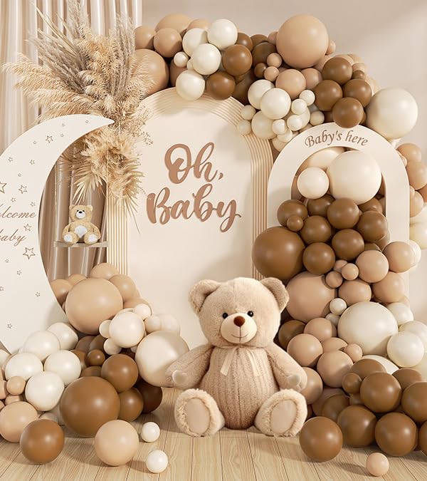 Saratimtou neutral balloon arch kit in brown 18 inch for a bold party backdrop.