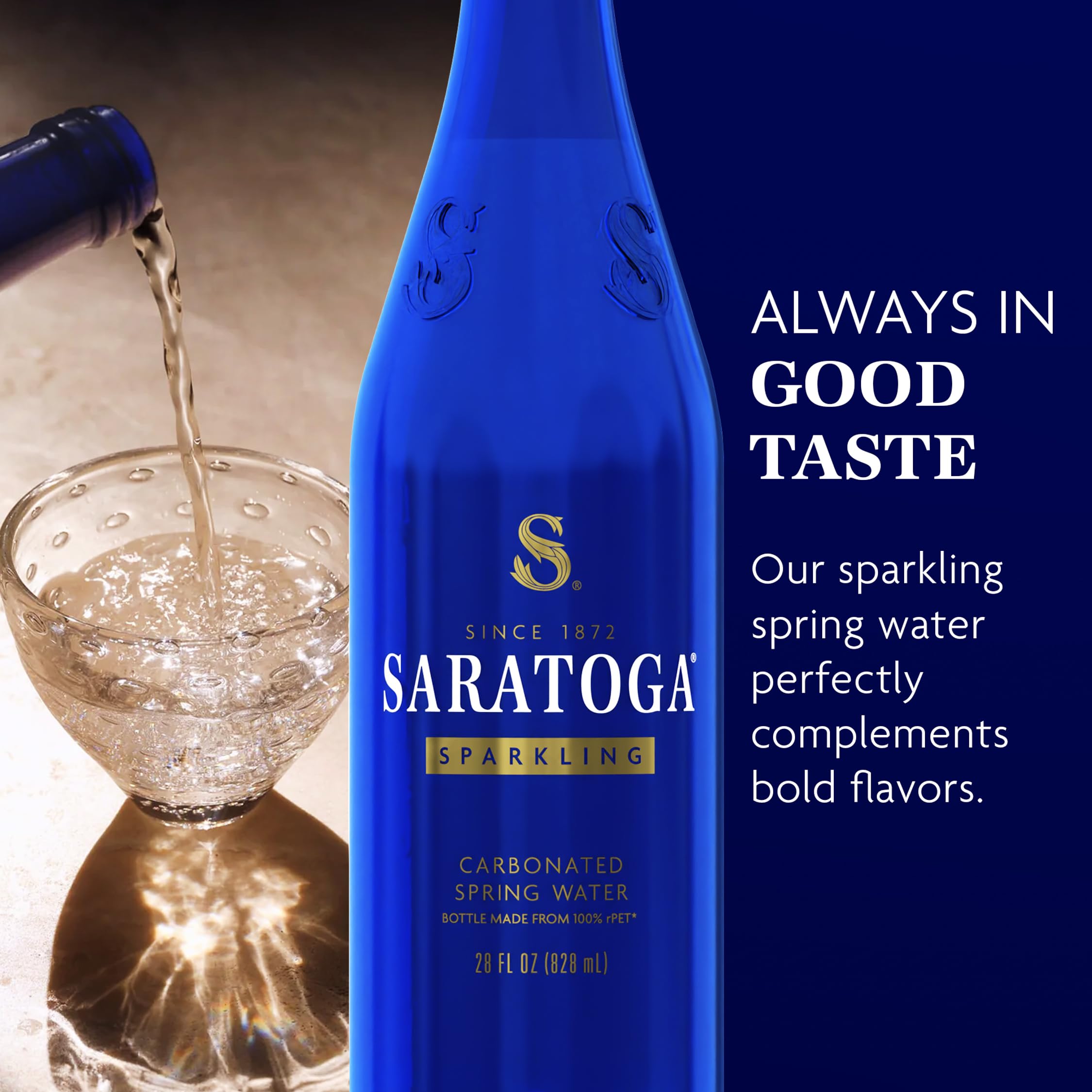 Saratoga sparkling water bottle crisp bubbles enhance meals