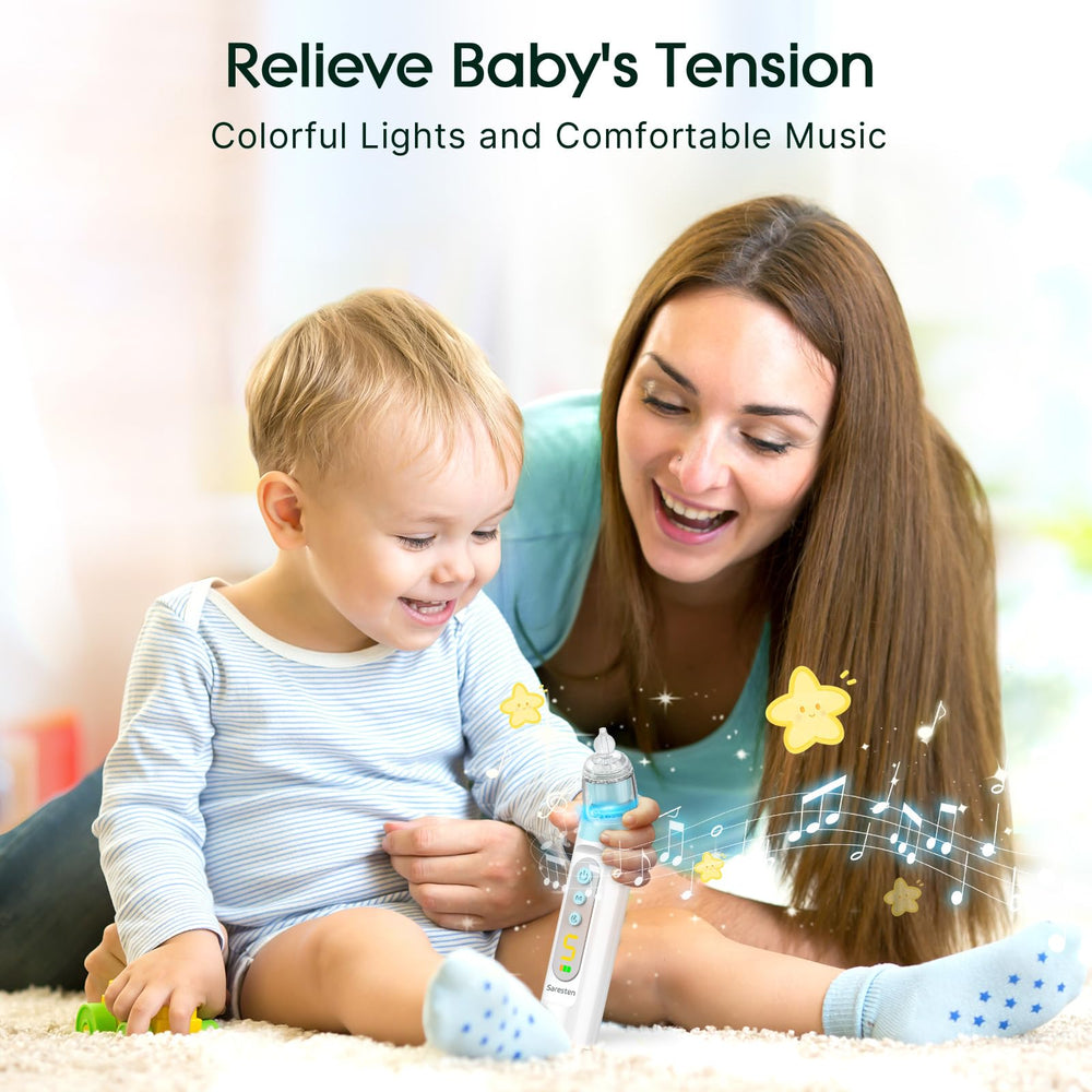 Rechargeable USB-C Saresten nasal aspirator for cordless use.