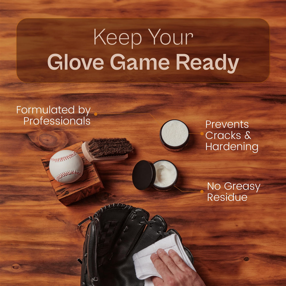 SARNA Baseball Glove Conditioner preserves color with a non-darkening finish for dyed gloves