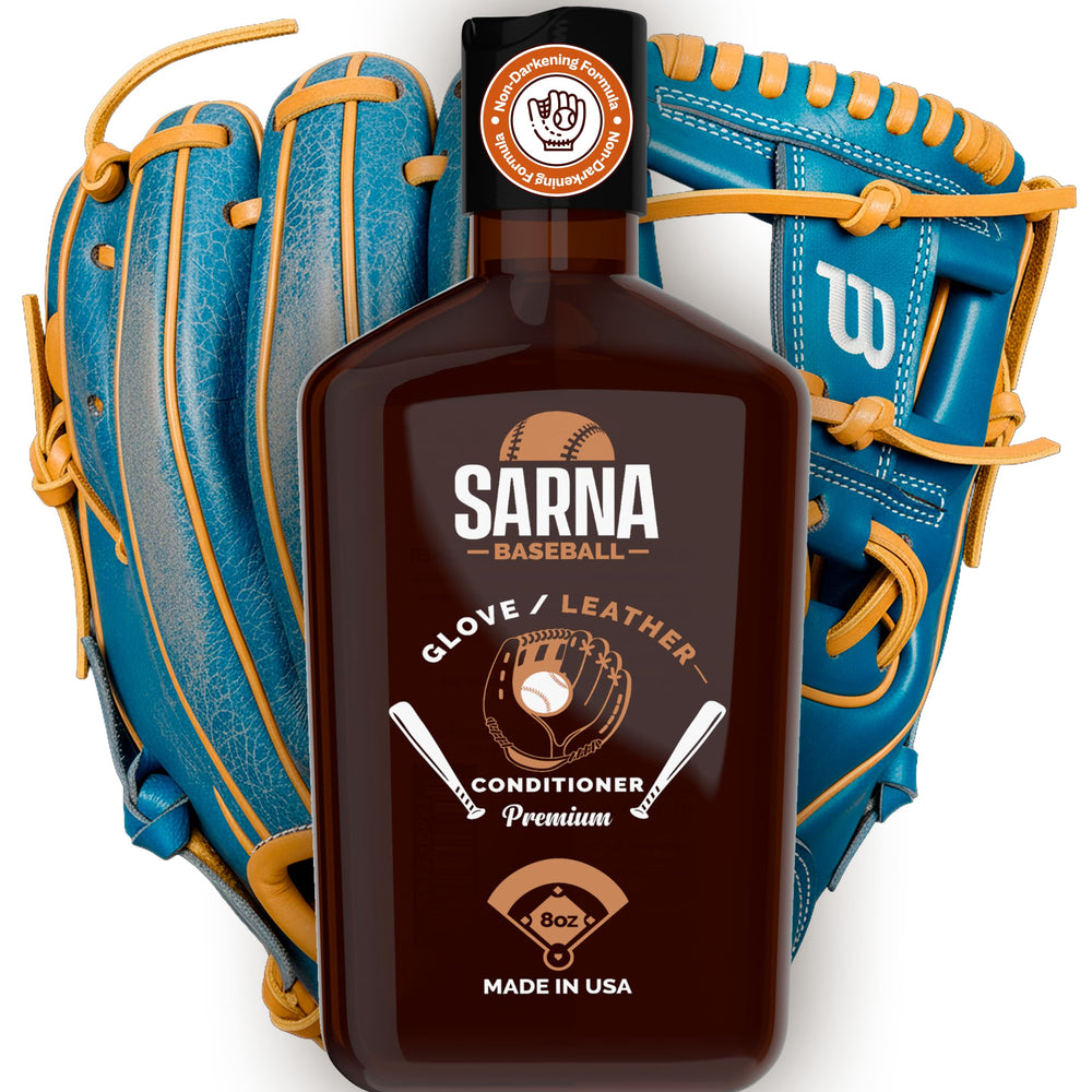 Sarna Baseball Glove Conditioner preserves color with a soft, non-greasy finish.
