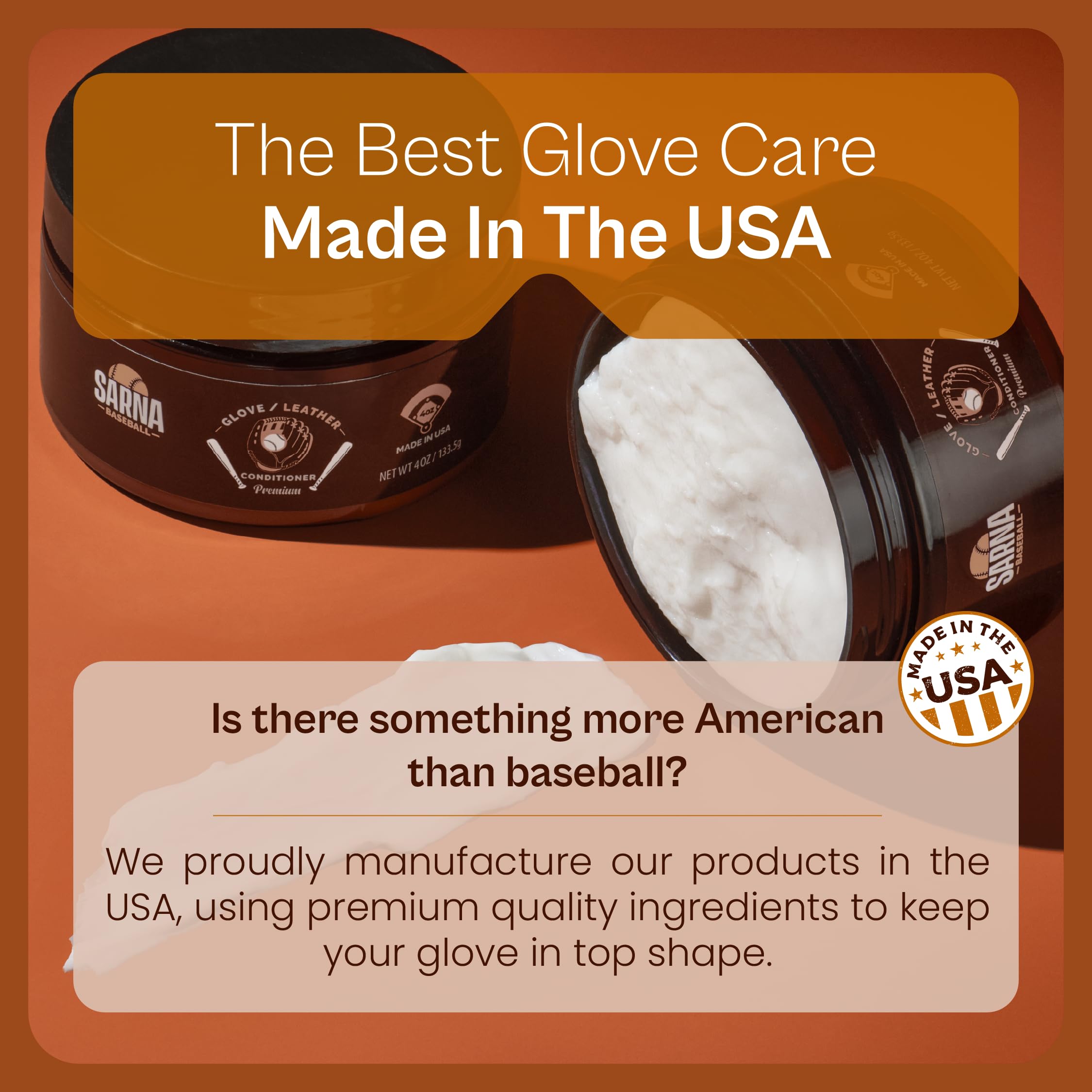 SARNA Baseball Glove Conditioner repairs minor dry spots and extends glove life