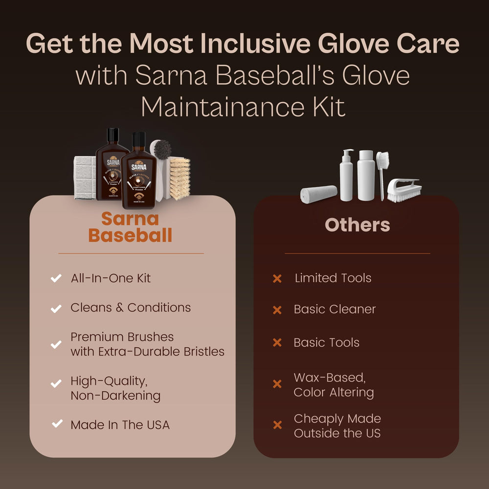 Sarna Baseball Glove Kit in-use shows glove care during practice.
