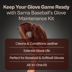 Sarna Baseball Glove Kit soft brush helps apply conditioner evenly.