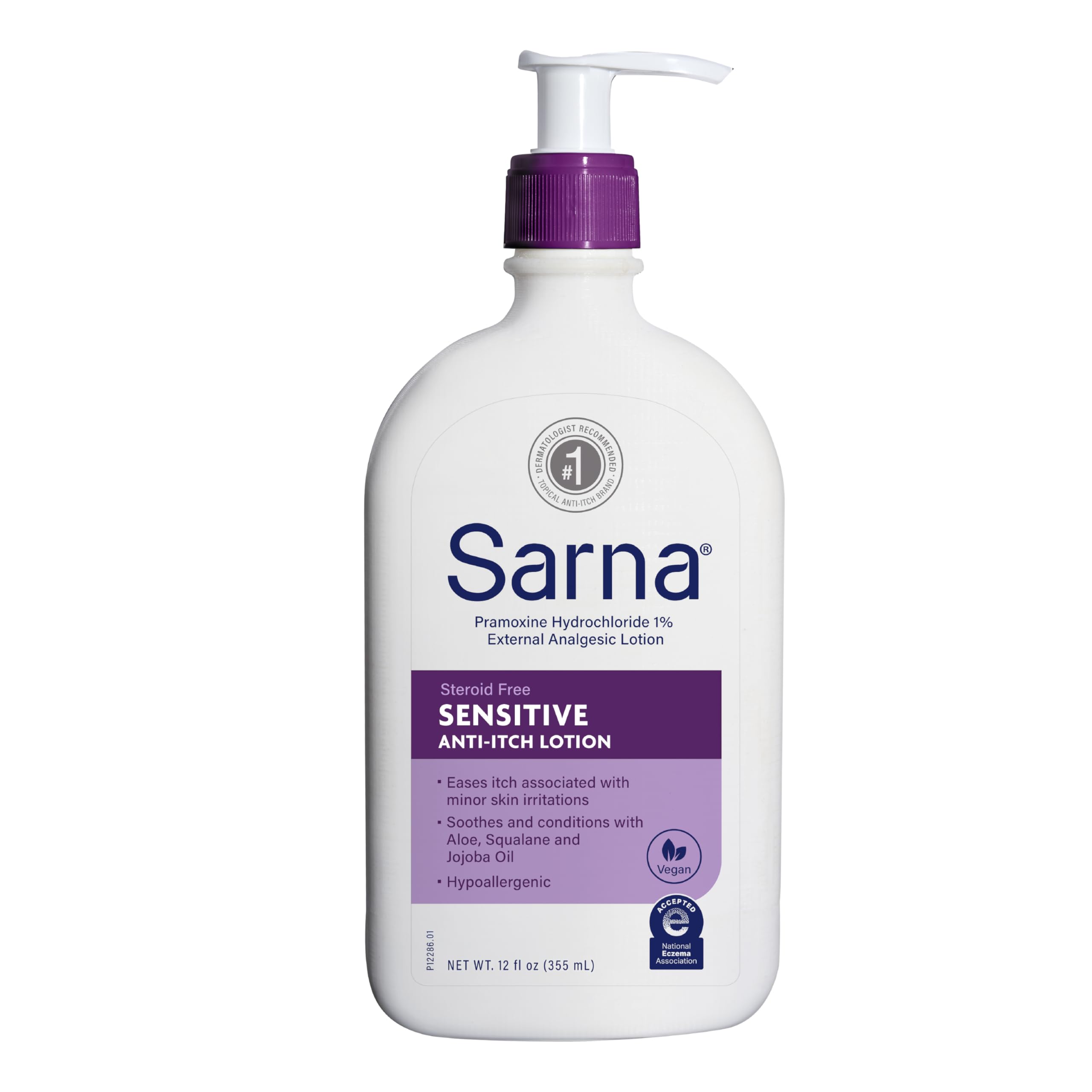 Sarna Sensitive anti itch lotion bottle pump delivering gentle itch relief
