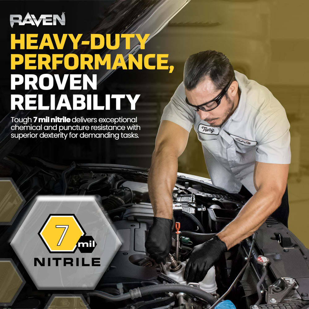 Large size label on SAS Raven 66518 gloves emphasizes comfortable coverage.