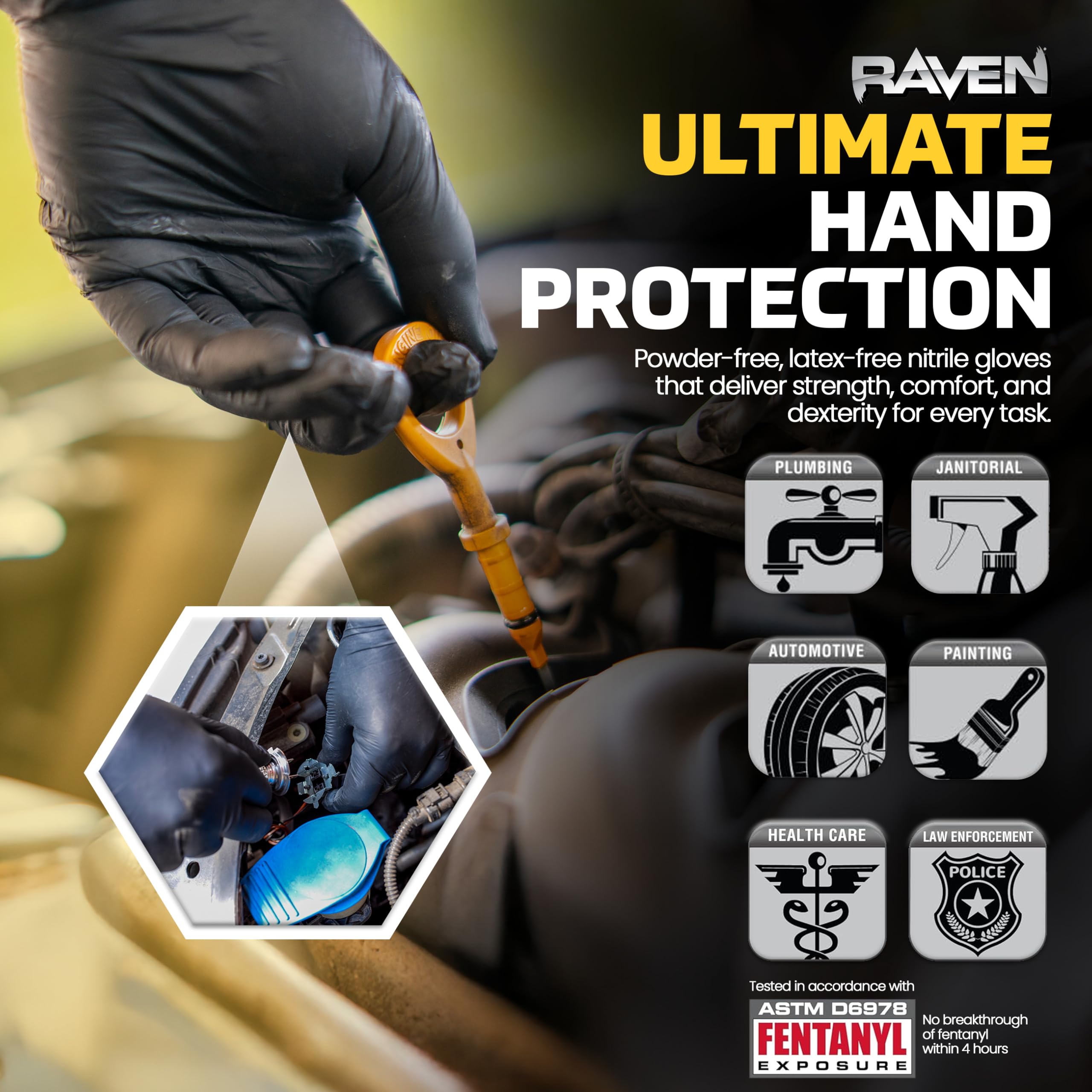 SAS Raven box of 100 black nitrile gloves for easy stocking