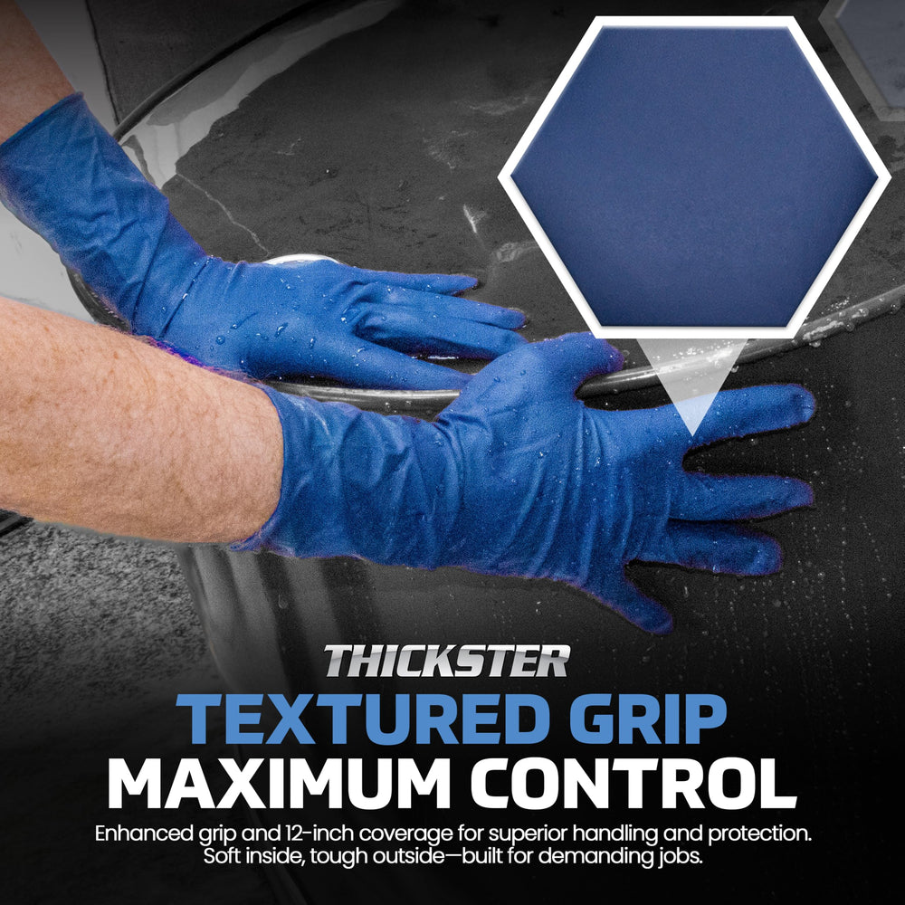 SAS Thickster 50-pack blue gloves, powder-free for clean, single-use protection.