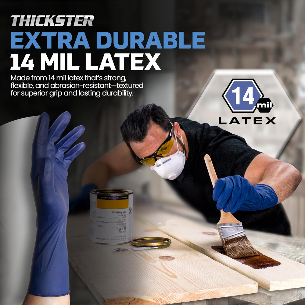SAS Thickster 12-inch length blue glove offering extended coverage.