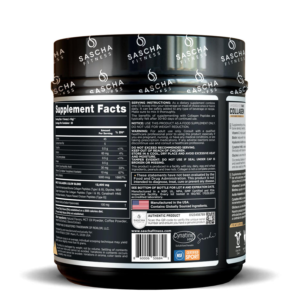 SASCHA FITNESS Cynatine HSN bottle highlights advanced ingredients for beauty