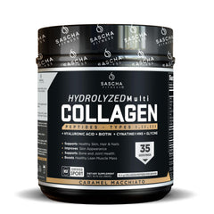 SASCHA FITNESS hydrolyzed multi-collagen bottle front supports skin and joints