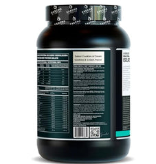 Sascha Fitness cookies and cream label highlights zero carbs and sugar for lean goals.