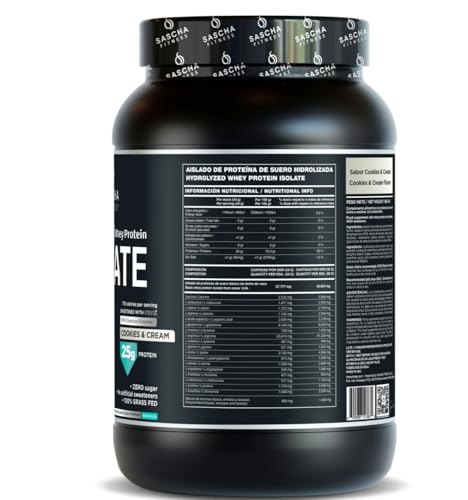 Sascha Fitness ingredients graphic emphasizes gluten-free and lactose-free formula.