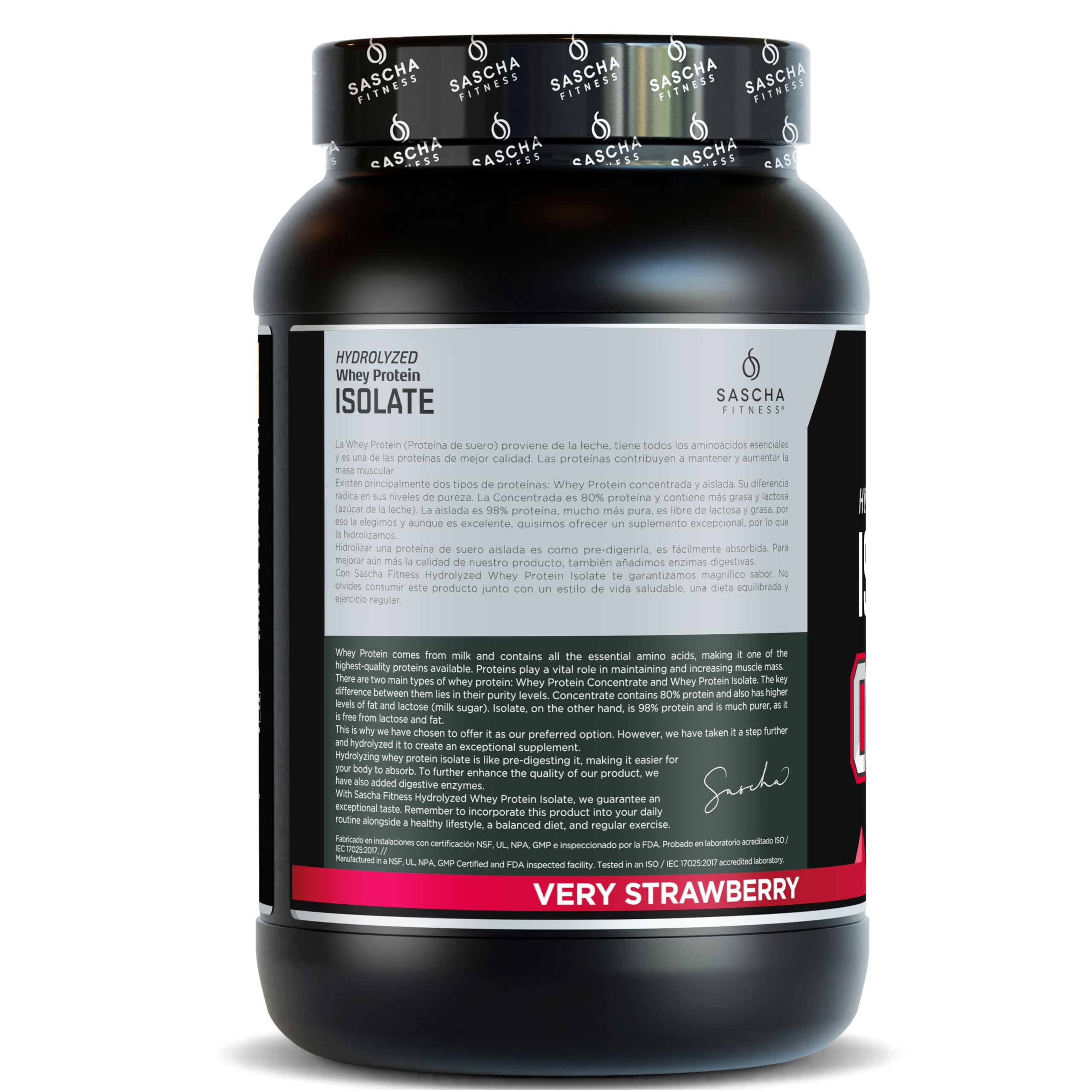 Sascha Fitness hydrolyzed whey strawberry serving represents a protein-packed lean option