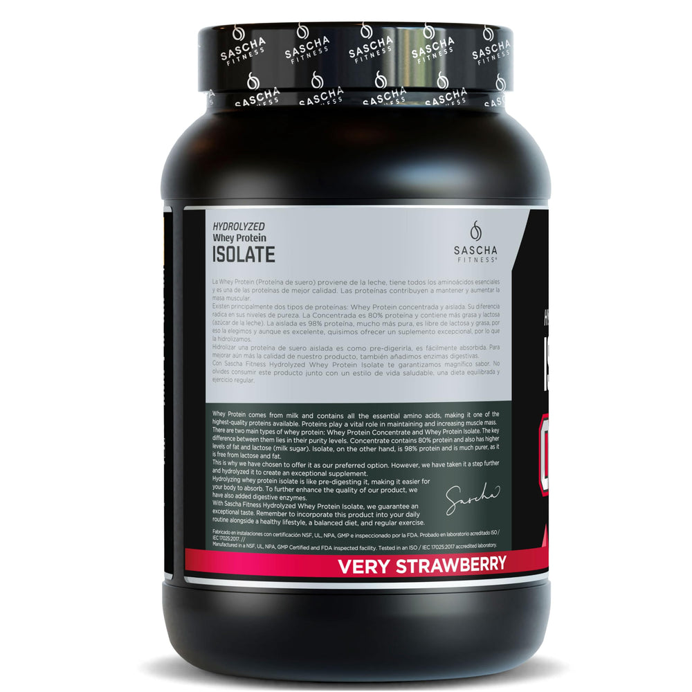 Sascha Fitness hydrolyzed whey strawberry serving represents a protein-packed lean option