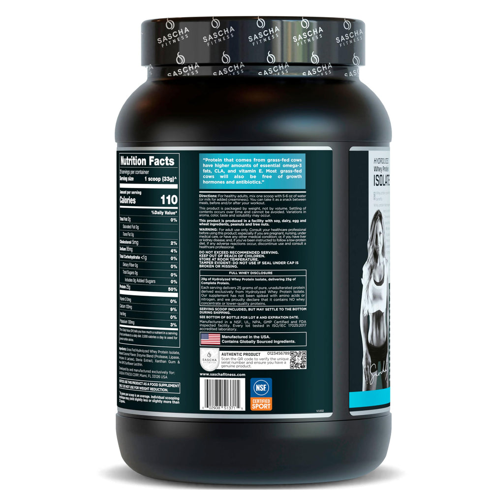 SASCHA FITNESS protein shake ready glass — supports lean protein intake with zero carb option.