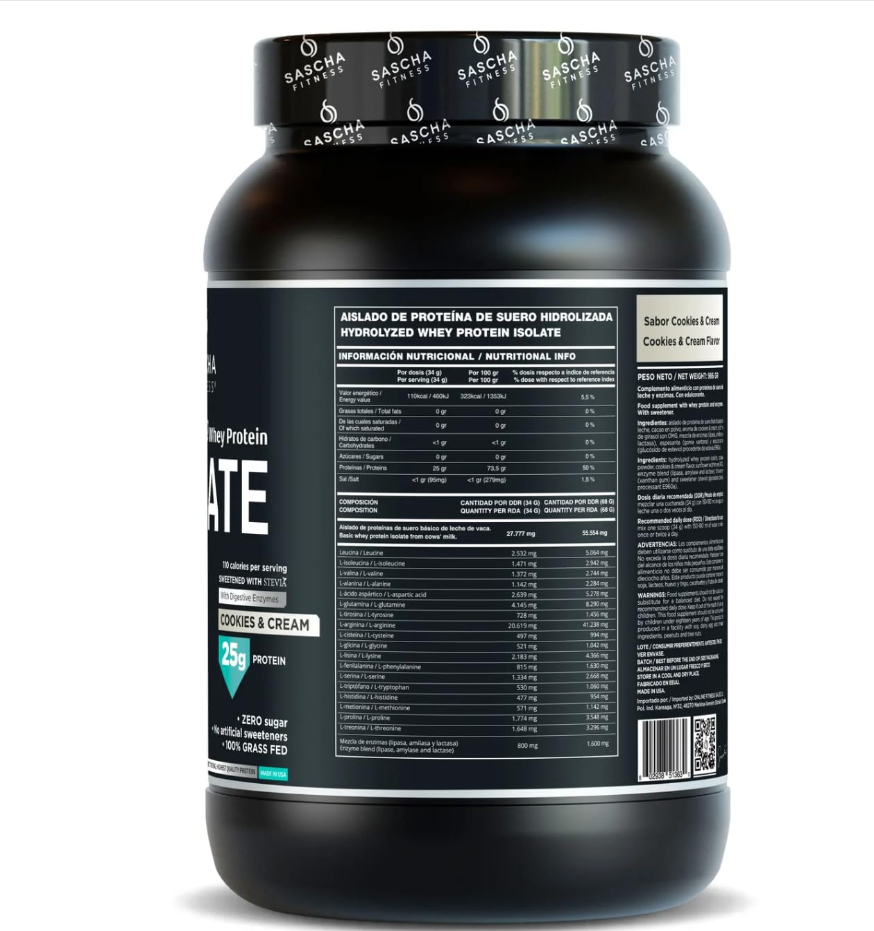 Sascha Fitness shaker ready for creamy cookies and cream shake after training.