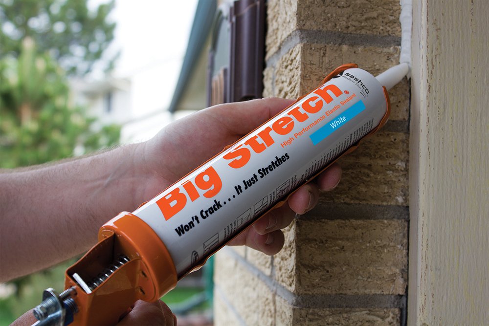 Sashco Big Stretch caulk ideal for windows and vinyl siding installations.