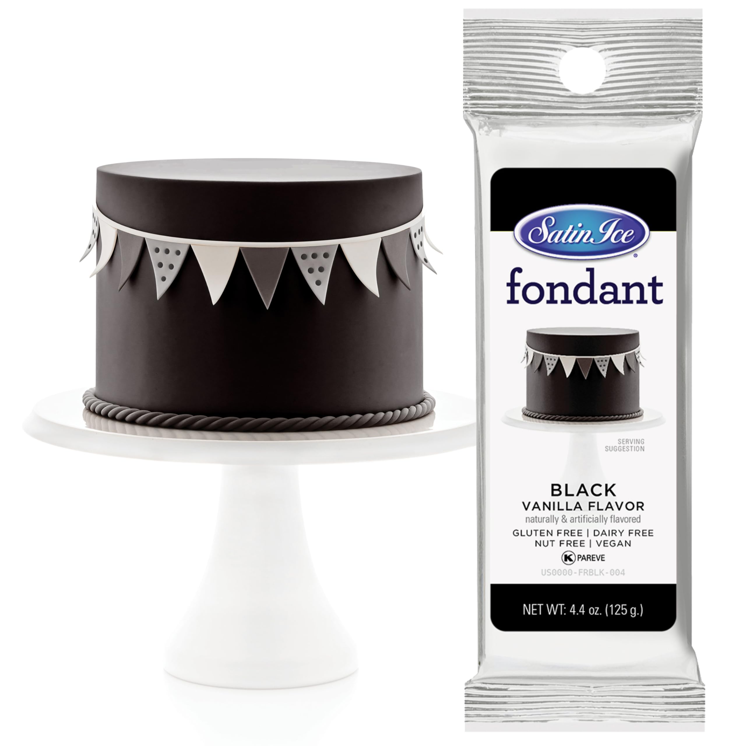 Satin Ice Black Fondant cover cake for a smooth, professional finish.