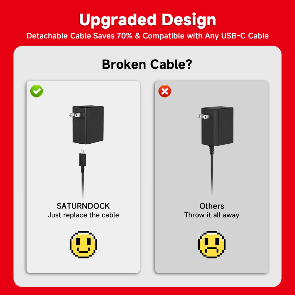 SATURNDOCK detachable USB-C cable for easy replacement