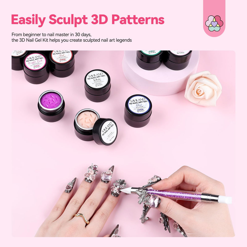SAVILAND 3D pattern ideas like flowers and butterflies for nails