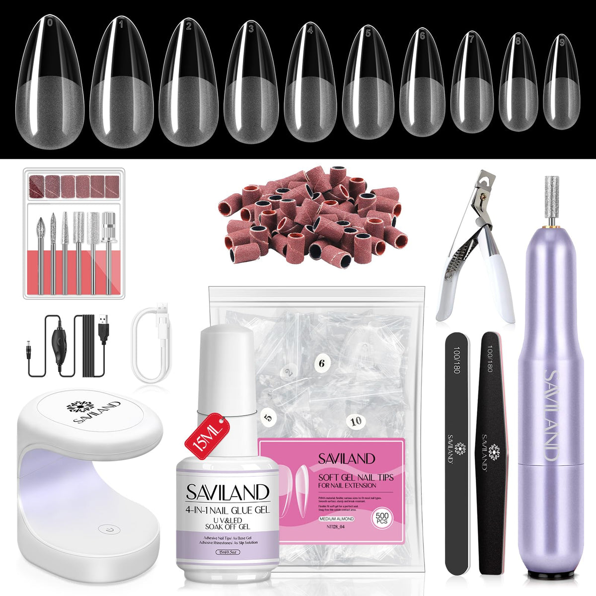 SAVILAND almond nail tips pack for durable natural extensions