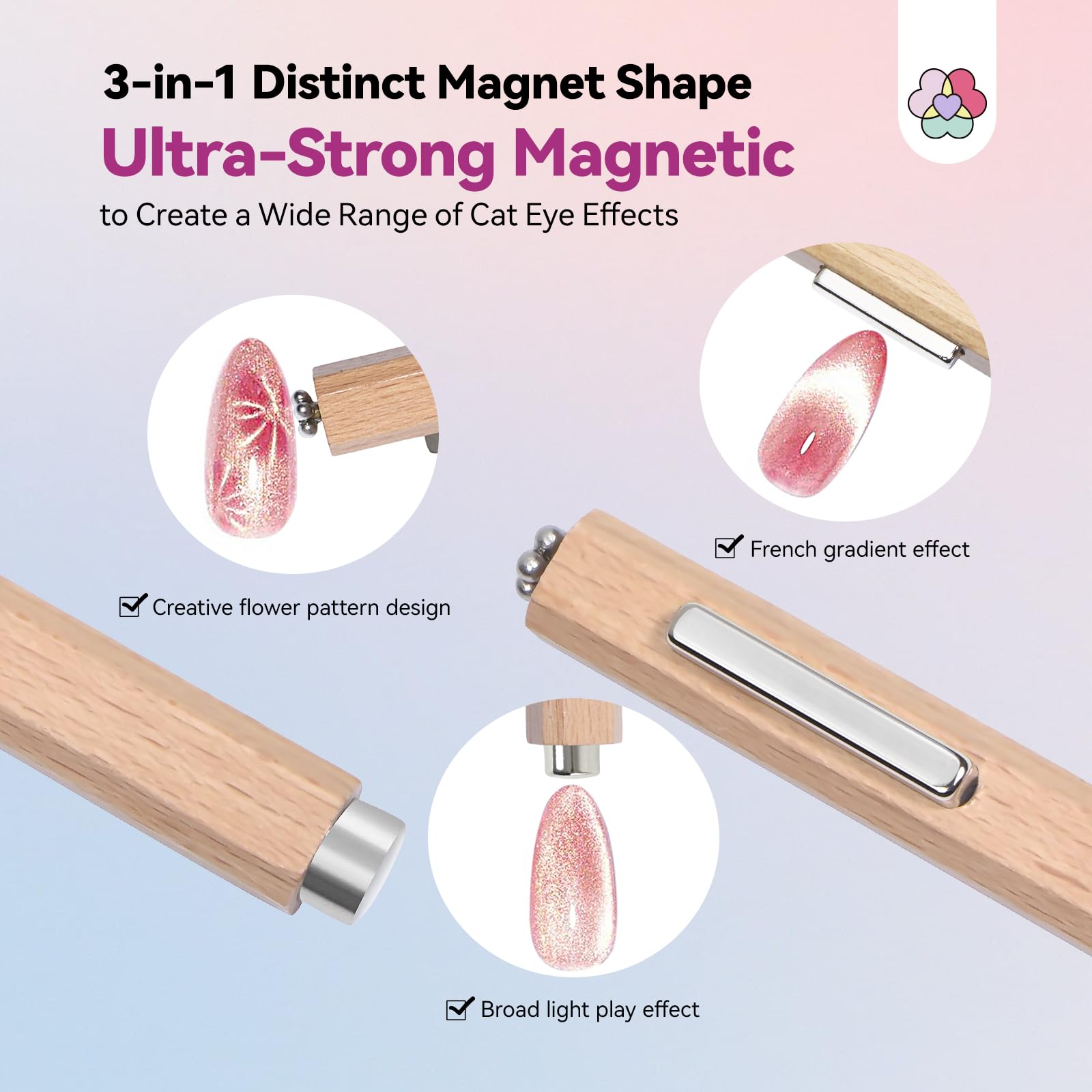 SAVILAND Cat Eye Magnet Wooden Handle offers comfortable grip during manicures